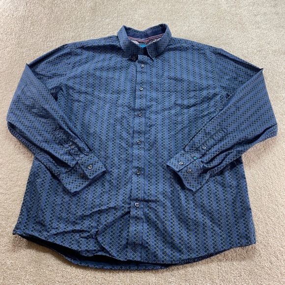 Cody James Core Other - Cody James Core Shirt Mens Large Blue Geometric Print Button Down Long Sleeve